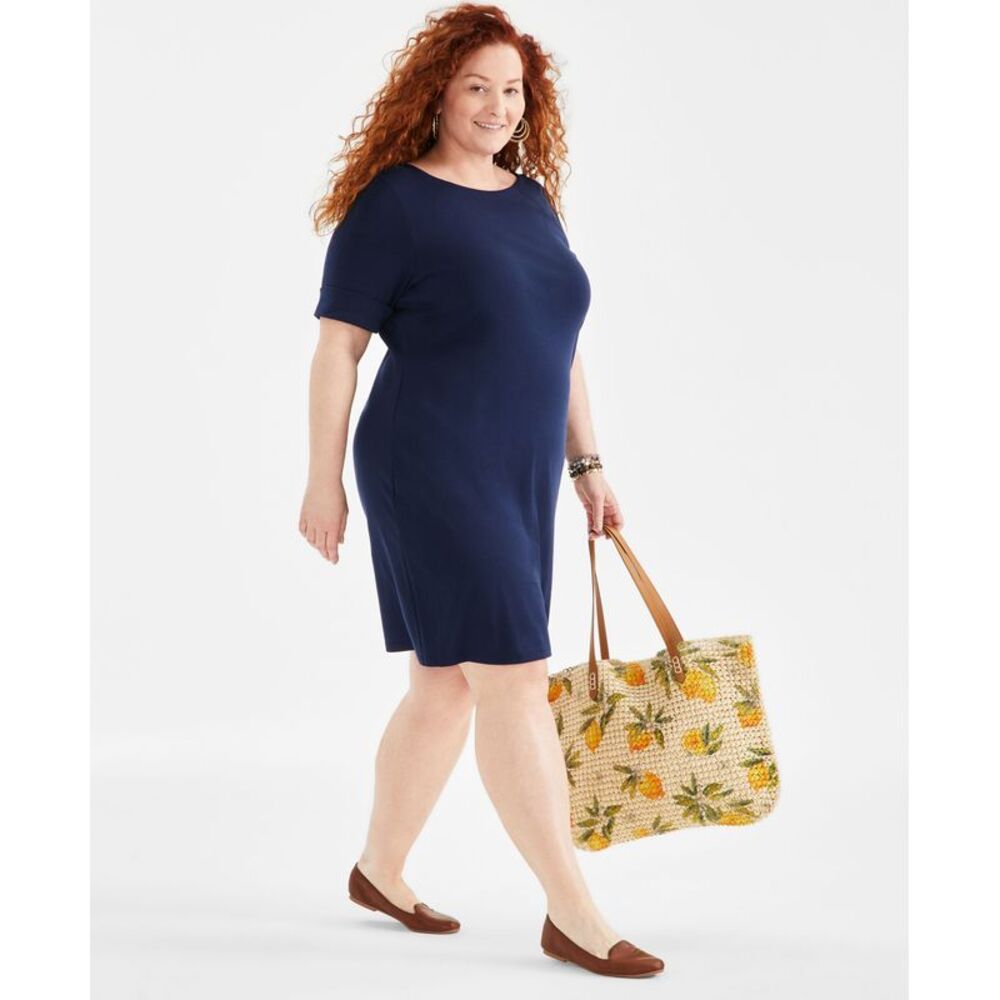 Style & Co. Plus Size Solid Boat-Neck Dress